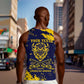Personalized African-American Heroes Men Tank Top Bison Buffalo Soldiers - Blue Grunge Style - African Pride