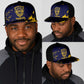 Personalized African-American Heroes Mesh Trucker Cap Bison Buffalo Soldiers - Blue Grunge Style - African Pride