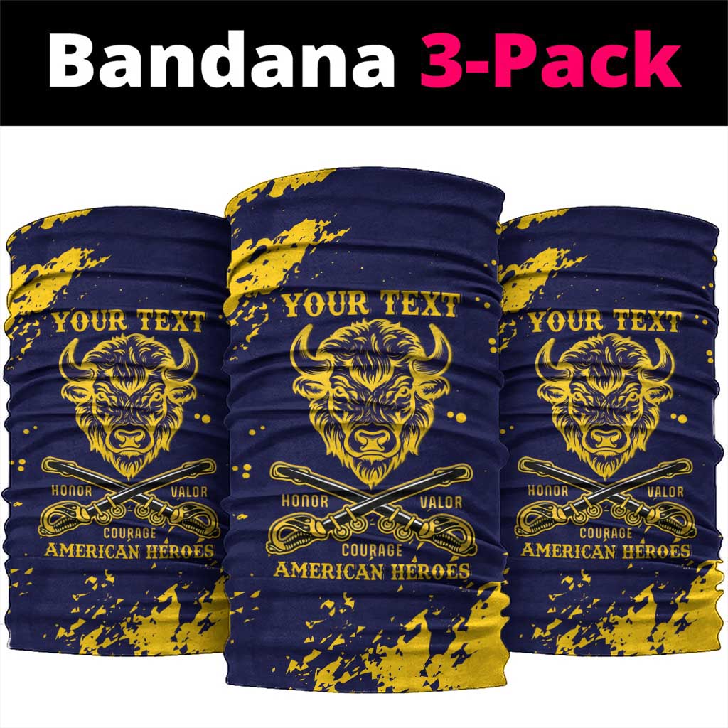 Personalized African-American Heroes Neck Gaiter Bison Buffalo Soldiers - Blue Grunge Style LT15
