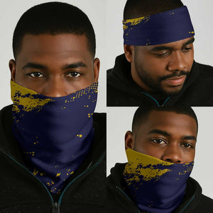 African-American Heroes Neck Gaiter Bison Buffalo Soldiers - Blue Grunge Style - African Pride