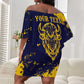 Personalized African-American Heroes Off Shoulder Short Dress Bison Buffalo Soldiers - Blue Grunge Style - African Pride