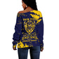 Personalized African-American Heroes Off Shoulder Sweater Bison Buffalo Soldiers - Blue Grunge Style - African Pride