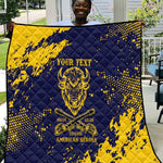 Personalized African-American Heroes Quilt Bison Buffalo Soldiers - Blue Grunge Style - African Pride