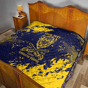 Personalized African-American Heroes Quilt Bison Buffalo Soldiers - Blue Grunge Style - African Pride
