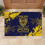 Personalized African-American Heroes Rubber Doormat Bison Buffalo Soldiers - Blue Grunge Style - African Pride