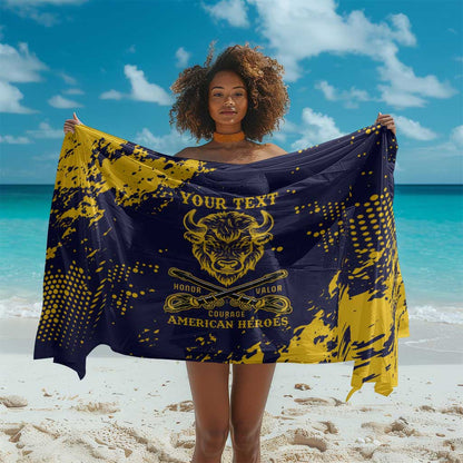 Personalized African-American Heroes Sarong Bison Buffalo Soldiers - Blue Grunge Style - African Pride