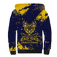 Personalized African-American Heroes Sherpa Hoodie Bison Buffalo Soldiers - Blue Grunge Style - African Pride