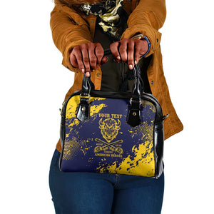 Personalized African-American Heroes Shoulder Handbag Bison Buffalo Soldiers - Blue Grunge Style - African Pride