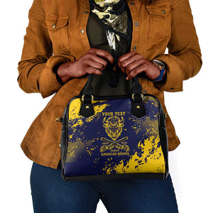 Personalized African-American Heroes Shoulder Handbag Bison Buffalo Soldiers - Blue Grunge Style - African Pride