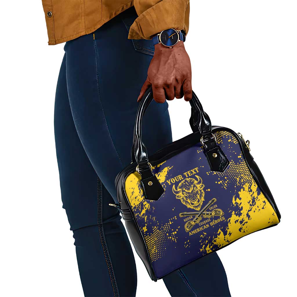 Personalized African-American Heroes Shoulder Handbag Bison Buffalo Soldiers - Blue Grunge Style - African Pride