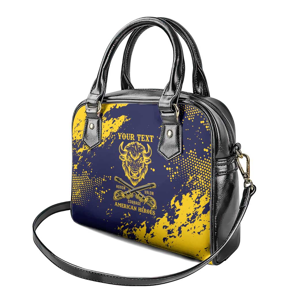 Personalized African-American Heroes Shoulder Handbag Bison Buffalo Soldiers - Blue Grunge Style - African Pride
