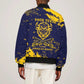 Personalized African-American Heroes Sleeve Zip Bomber Jacket Bison Buffalo Soldiers - Blue Grunge Style - African Pride
