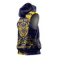 Personalized African-American Heroes Sleeveless Hoodie Bison Buffalo Soldiers - Blue Grunge Style - African Pride