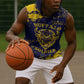 Personalized African-American Heroes Sleeveless Hoodie Bison Buffalo Soldiers - Blue Grunge Style - African Pride