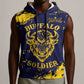 Personalized African-American Heroes Sleeveless Hoodie Bison Buffalo Soldiers - Blue Grunge Style - African Pride