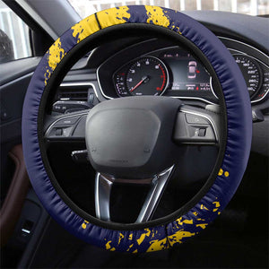 African-American Heroes Steering Wheel Cover Bison Buffalo Soldiers - Blue Grunge Style - African Pride