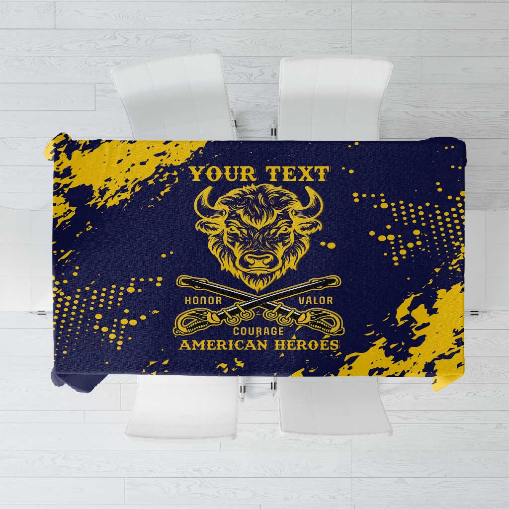Personalized African-American Heroes Tablecloth Bison Buffalo Soldiers - Blue Grunge Style - African Pride