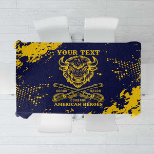 Personalized African-American Heroes Tablecloth Bison Buffalo Soldiers - Blue Grunge Style - African Pride