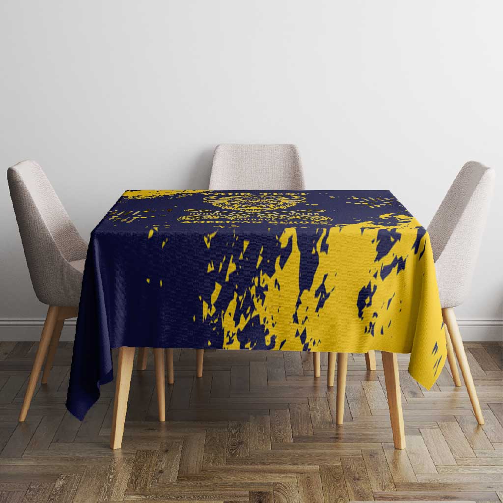 Personalized African-American Heroes Tablecloth Bison Buffalo Soldiers - Blue Grunge Style - African Pride