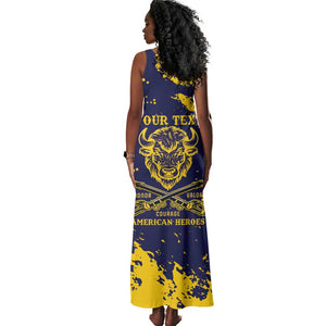 Personalized African-American Heroes Tank Maxi Dress Bison Buffalo Soldiers - Blue Grunge Style - African Pride