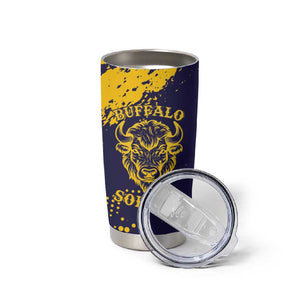 Personalized African-American Heroes Tumbler Cup Bison Buffalo Soldiers - Blue Grunge Style - African Pride