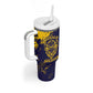 Personalized African-American Heroes Tumbler With Handle Bison Buffalo Soldiers - Blue Grunge Style - African Pride