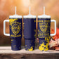 Personalized African-American Heroes Tumbler With Handle Bison Buffalo Soldiers - Blue Grunge Style - African Pride