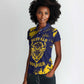 Personalized African-American Heroes Women Polo Shirt Bison Buffalo Soldiers - Blue Grunge Style - African Pride