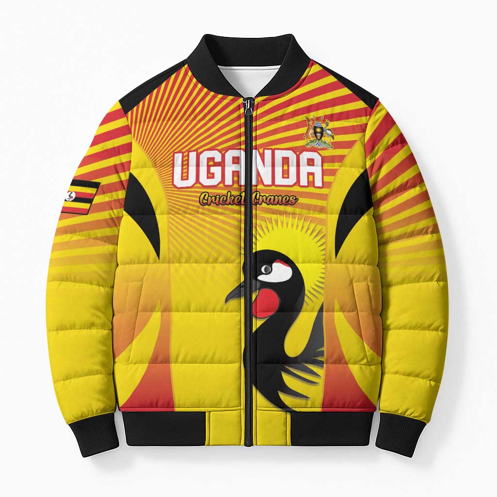 Custom Uganda Cricket Bomber Puffer Jacket Go Cricket Cranes Go
