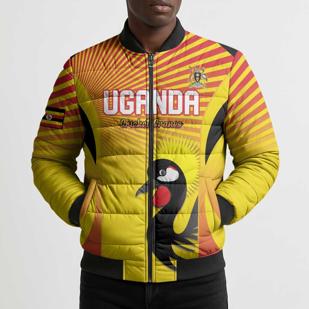Custom Uganda Cricket Bomber Puffer Jacket Go Cricket Cranes Go