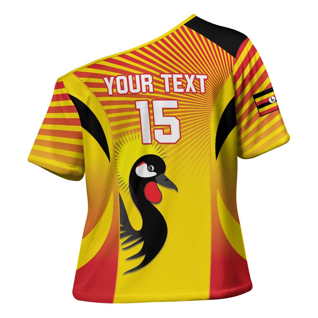 Custom Uganda Cricket Cross Shoulder Shirt Go Cricket Cranes Go
