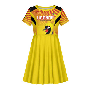 Custom Uganda Cricket Kid Short Sleeve Dress Go Champions - African Pride
