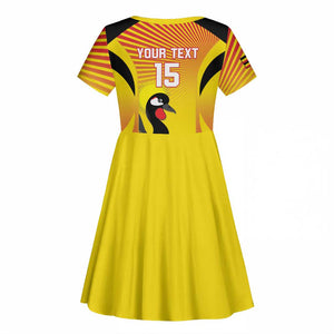 Custom Uganda Cricket Kid Short Sleeve Dress Go Champions - African Pride