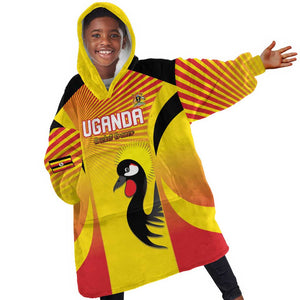 Custom Uganda Cricket Kid Wearable Blanket Hoodie Go Champions - African Pride