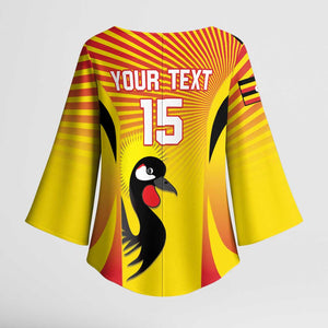 Custom Uganda Cricket Kimono Sleeve Blouse Go Cricket Cranes Go