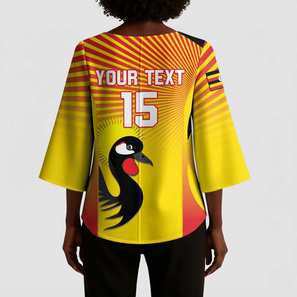 Custom Uganda Cricket Kimono Sleeve Blouse Go Cricket Cranes Go