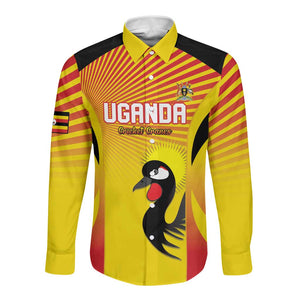 Custom Uganda Cricket Long Sleeve Button Shirt Go Champions - African Pride