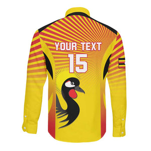 Custom Uganda Cricket Long Sleeve Button Shirt Go Champions - African Pride
