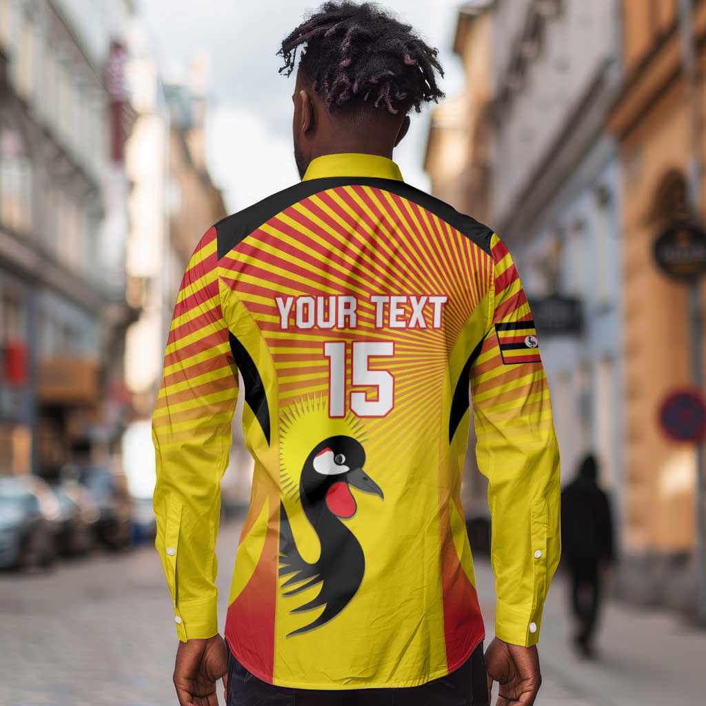 Custom Uganda Cricket Long Sleeve Button Shirt Go Champions - African Pride