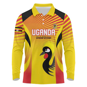 Custom Uganda Cricket Long Sleeve Polo Shirt Go Champions - African Pride