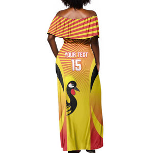 Custom Uganda Cricket Off Shoulder Maxi Dress Go Champions - African Pride