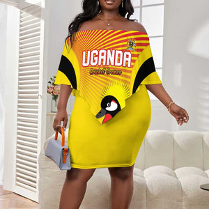 Custom Uganda Cricket Off Shoulder Short Dress Go Champions - African Pride