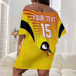 Custom Uganda Cricket Off Shoulder Short Dress Go Champions - African Pride