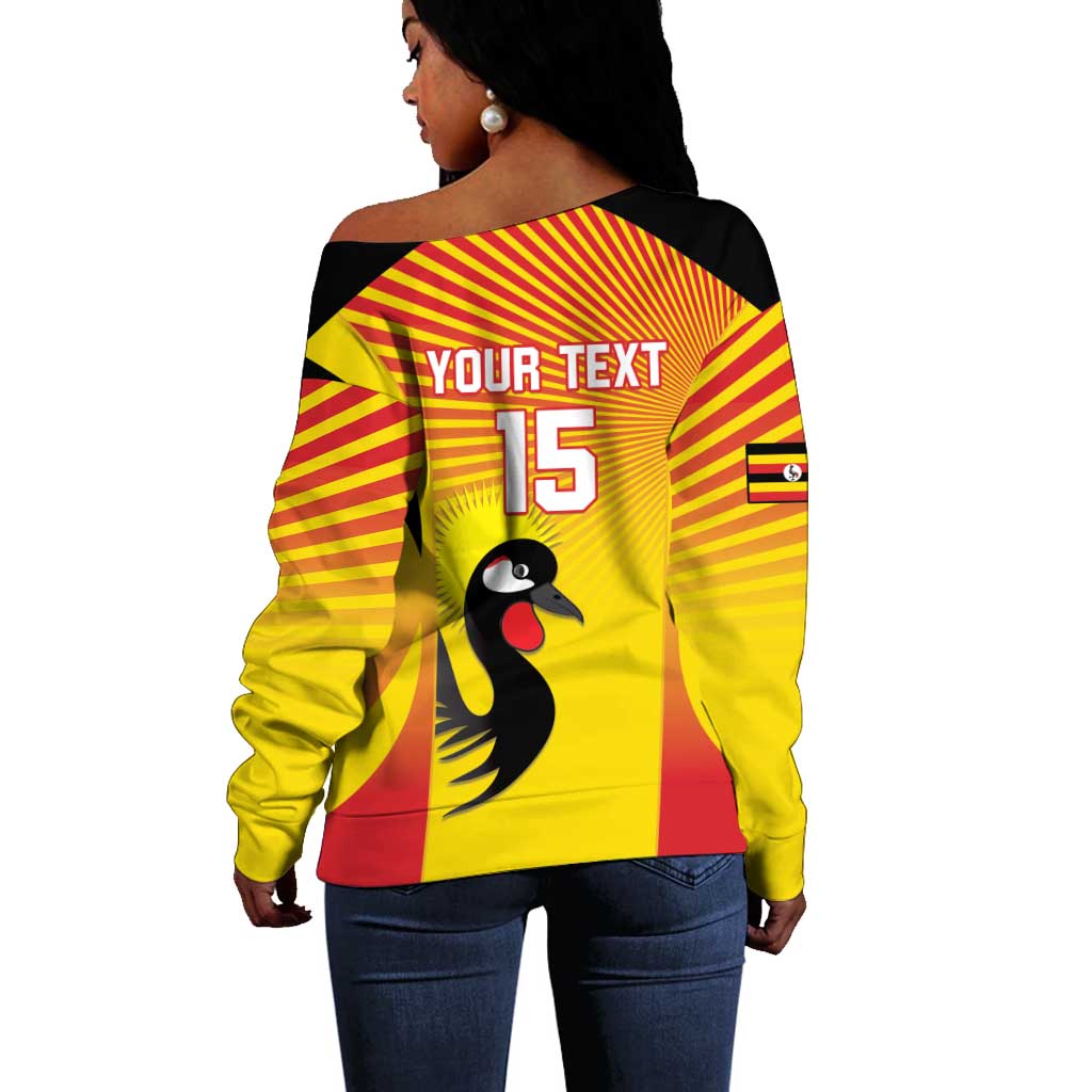 Custom Uganda Cricket Off Shoulder Sweater Go Champions - African Pride