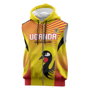Custom Uganda Cricket Sleeveless Zip Hoodie Go Champions - African Pride