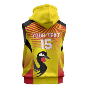 Custom Uganda Cricket Sleeveless Zip Hoodie Go Champions - African Pride