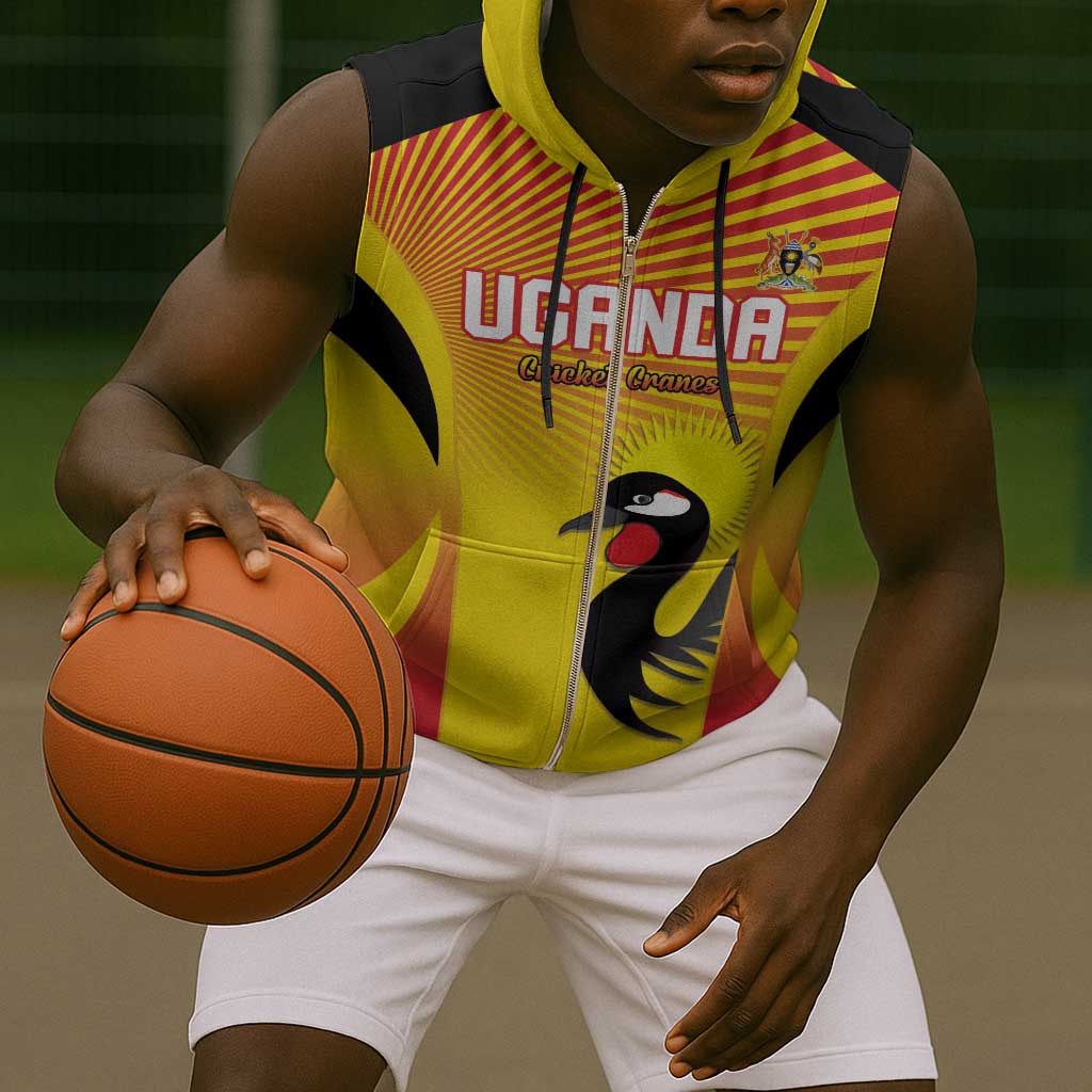 Custom Uganda Cricket Sleeveless Zip Hoodie Go Champions - African Pride