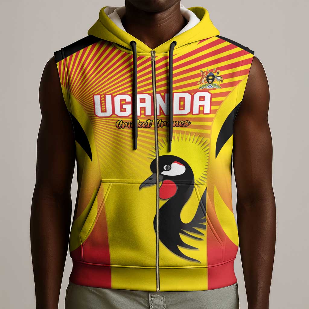 Custom Uganda Cricket Sleeveless Zip Hoodie Go Champions - African Pride