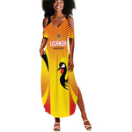 Custom Uganda Cricket Summer Maxi Dress Go Champions - African Pride