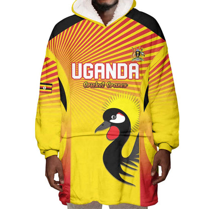 Custom Uganda Cricket Wearable Blanket Hoodie Go Champions - African Pride